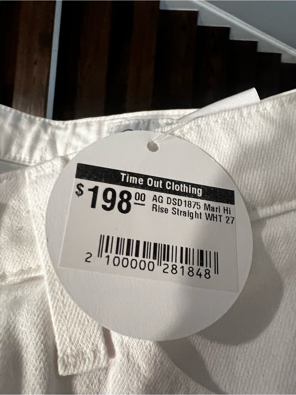 White Straight Rise Jeans with Tag